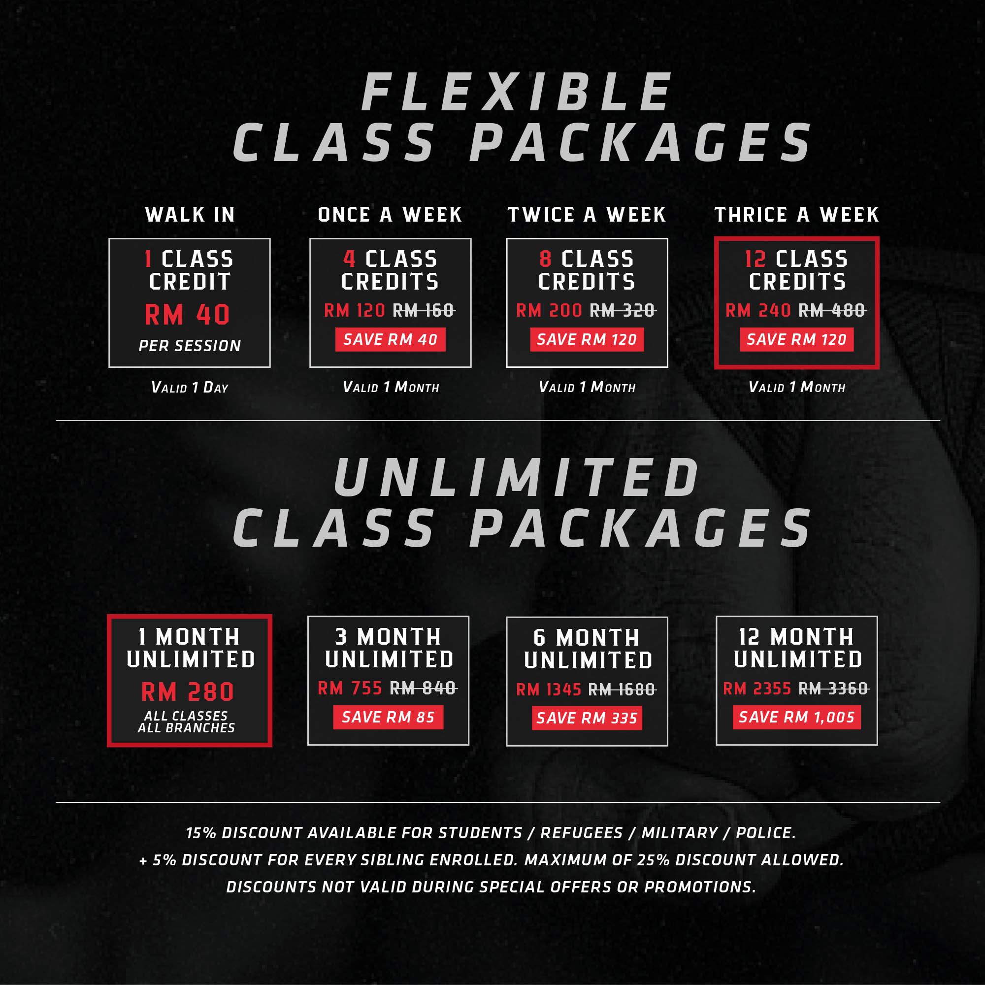 IZZA MMA Membership Packages